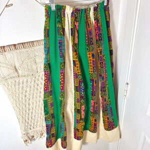 ✌🏼70s Bohemian Gypsy Green Floral Hippie Colorful Patterned Women's Skirt Small